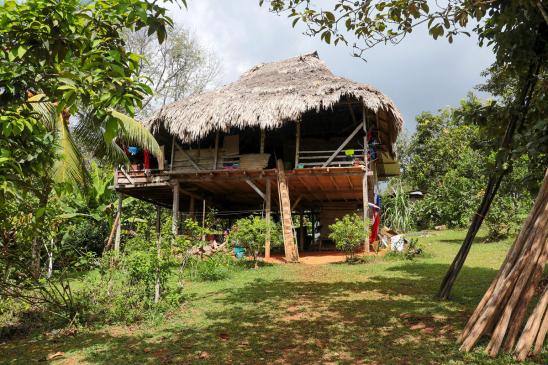 Wohnhäuser der Embera - man lebt im Obergeschoss, darunter ist quasi der Keller