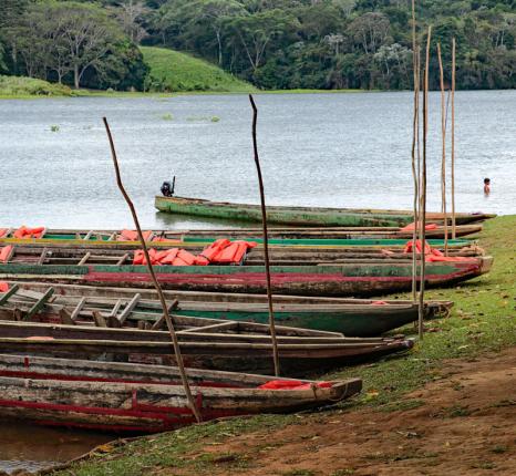 die handgefertigten Boote der Embera